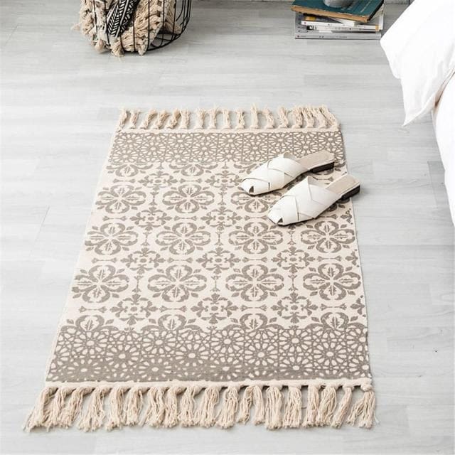ATELIER-TIBET – Tapis Zen Turc fait main en coton Kilim avec franges – Ambiance Zen & Déco