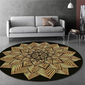 ATELIER-TIBET – Tapis Rond Noir Mandalas Dorés – Déco Zen & Coin Méditation