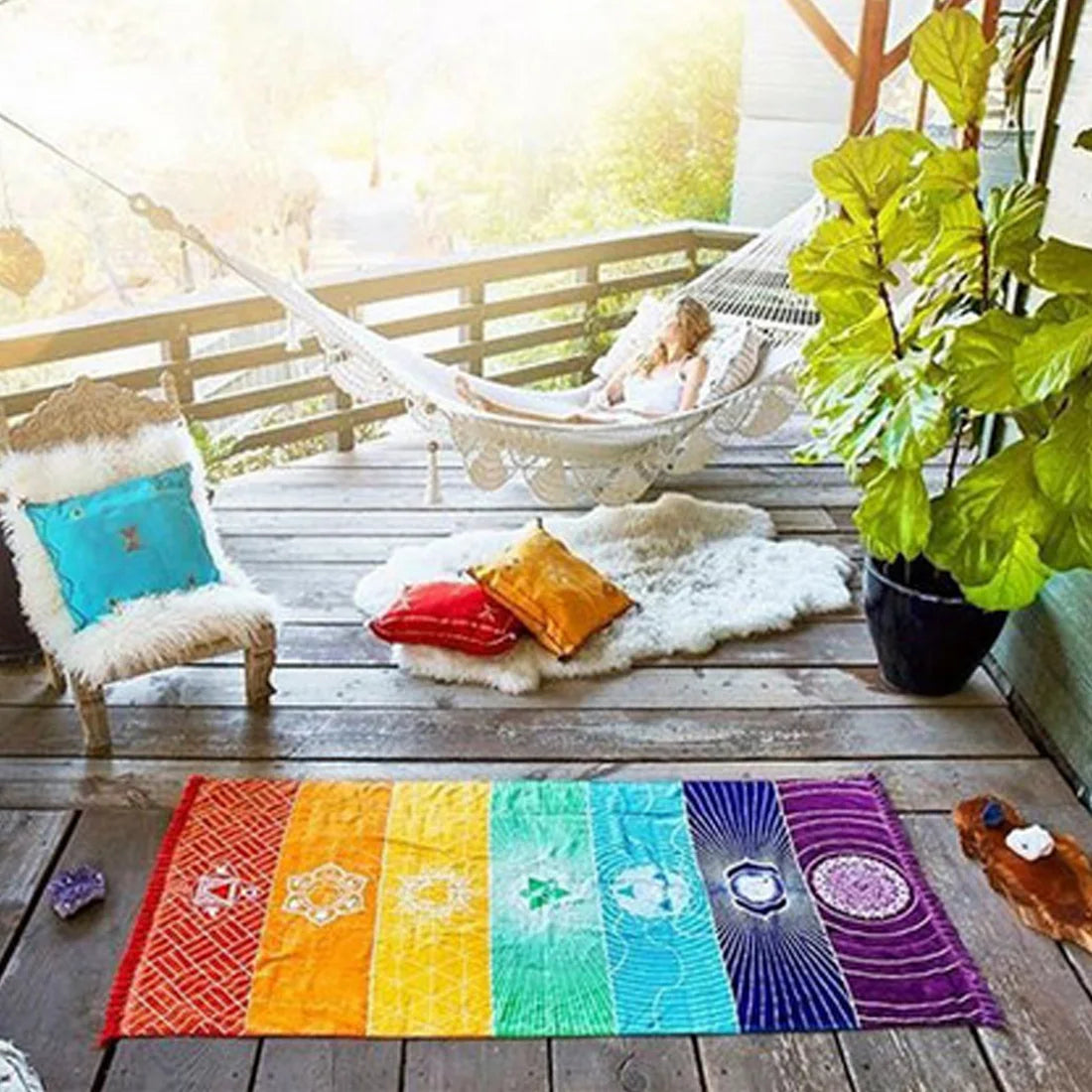 ATELIER-TIBET – Tapis Sept Chakras Style Bohème – Déco & Espace Bien-Être