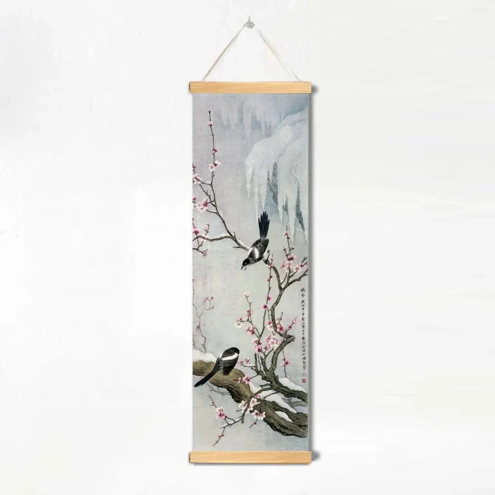 ATELIER-TIBET – Décoration Murale Japonaise Zen aux Oiseaux et Fleurs (Kakemono)
