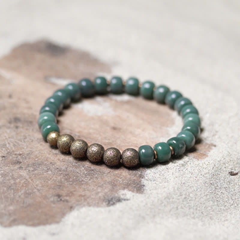 ATELIER-TIBET Bracelet Graines de Bodhi & Cuivre – 6×8 mm