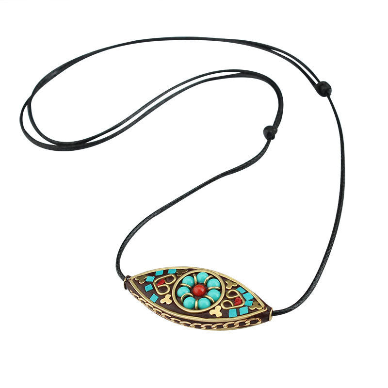 ATELIER-TIBET – Pendentif Turquoise Marquise en Pierre Naturelle