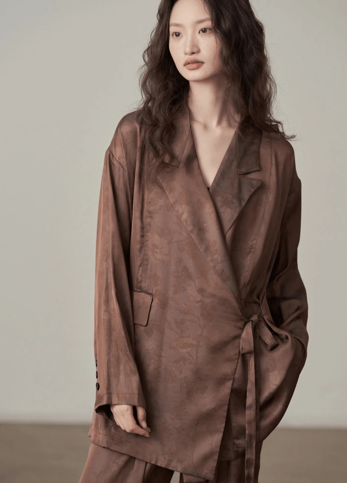 Pantalon kimono femme taille haute satiné marron – Kogecha