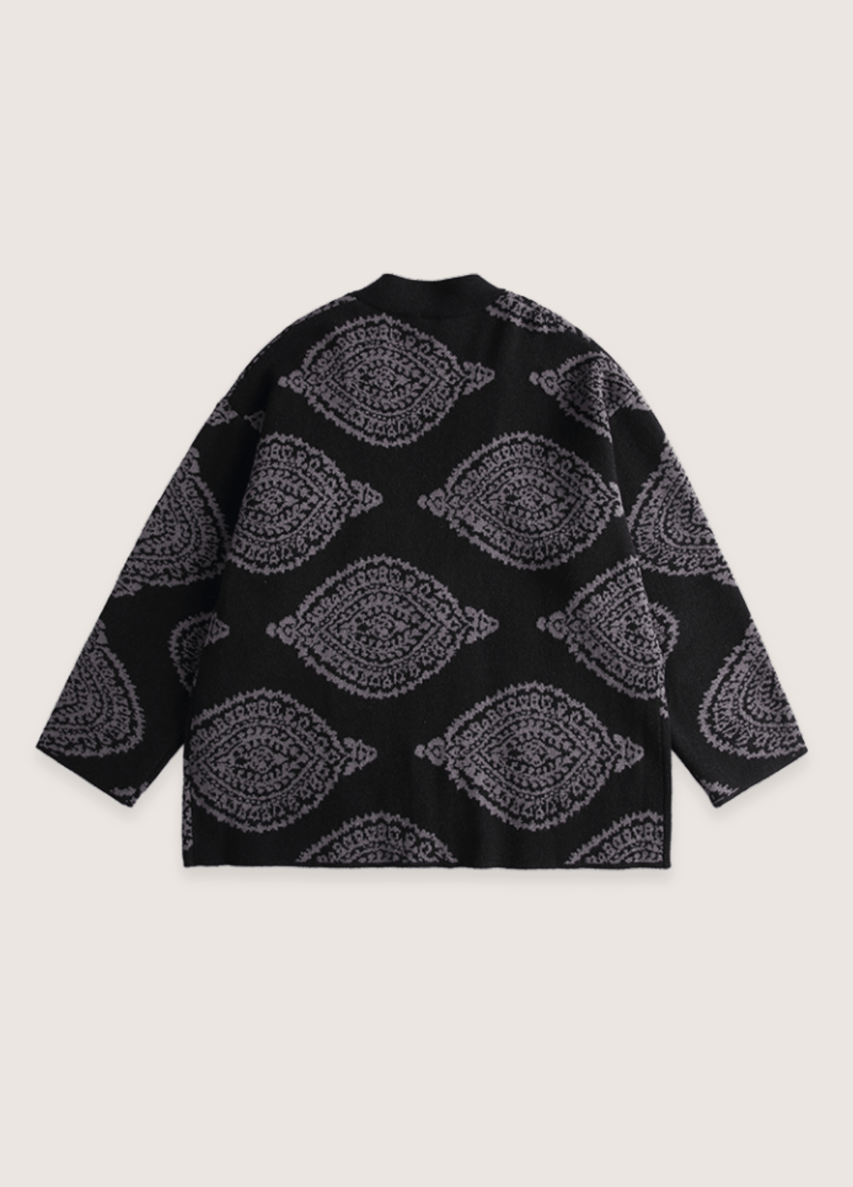 Veste kimono mixte coton paisley noir – Motifs Paisley