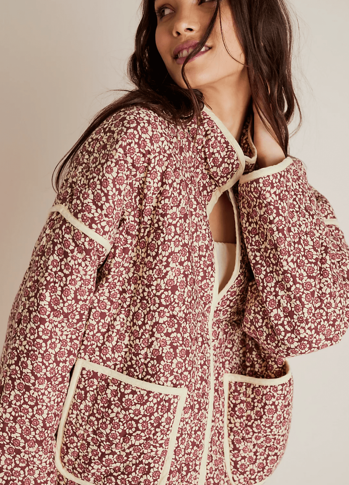 Veste kimono femme floral rose – Hana