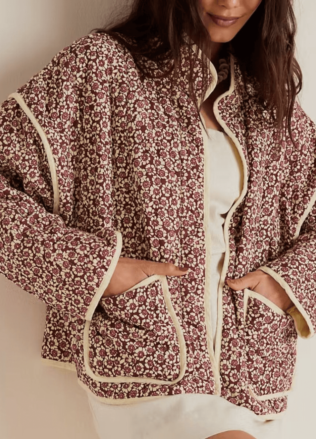 Veste kimono femme floral rose – Hana