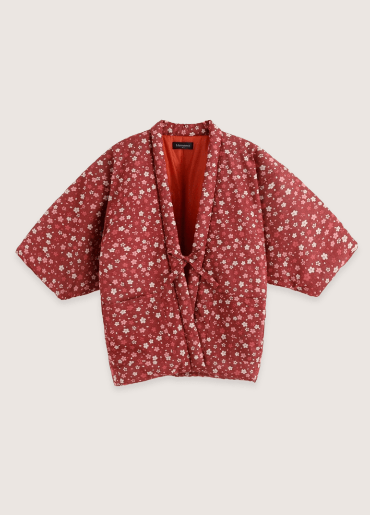 Veste kimono femme coton motif cerisier rouge – Sakura Nipponne