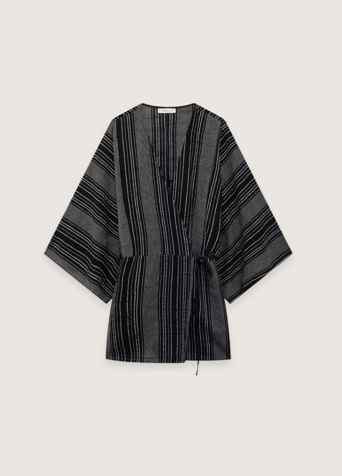 Kimono court femme coton motif rayure noir – Shima