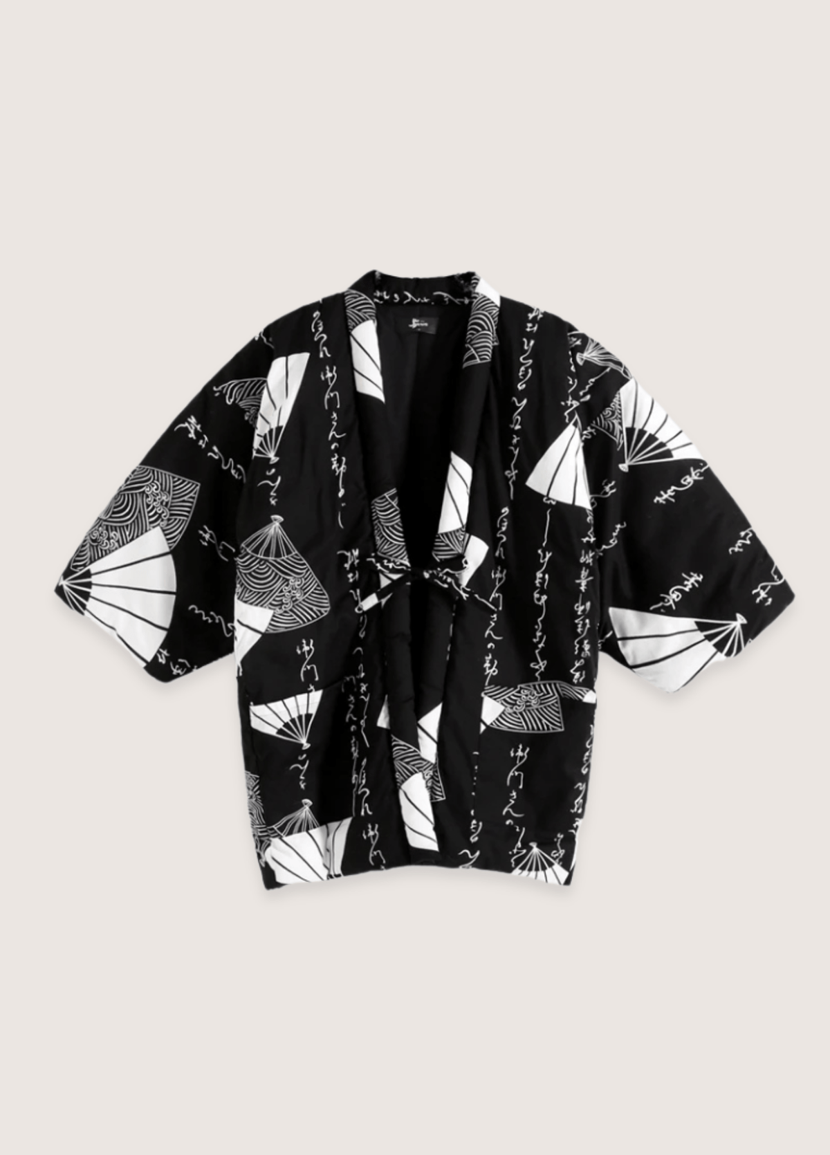 Veste kimono femme coton motif vague noir – Shodo Ōgi
