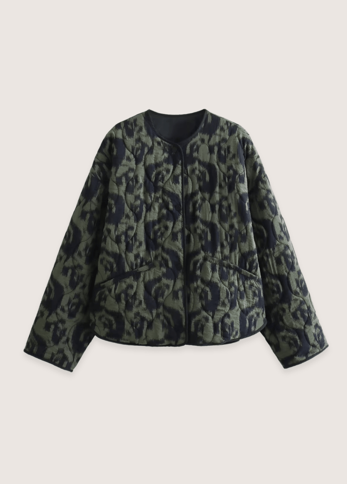 Veste kimono femme géométrique vert olive – Ikat