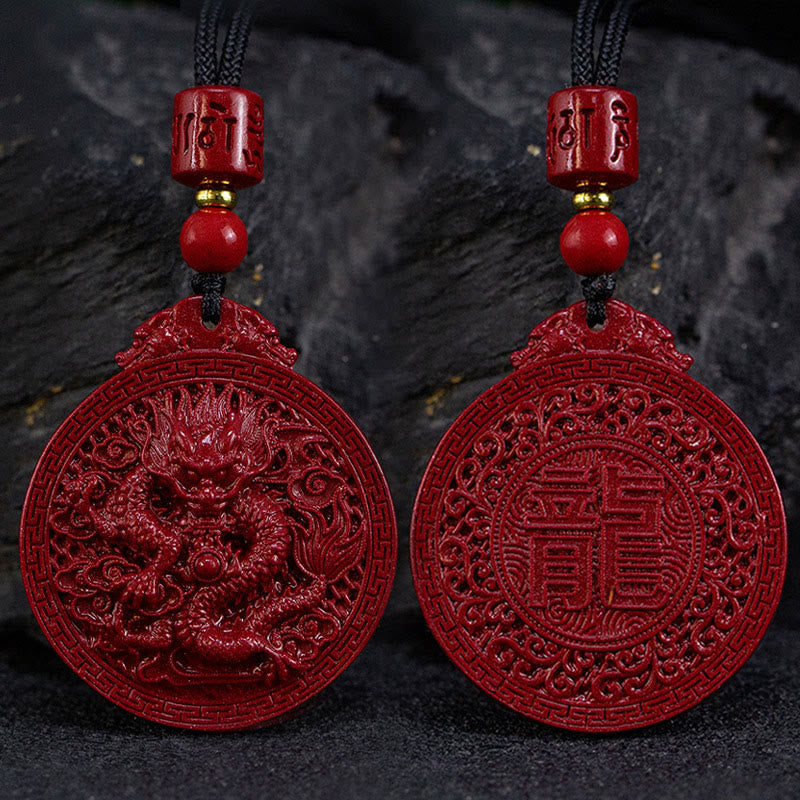 ATELIER-TIBET – Collier Dragon de l’Année du Dragon en Cinabre Naturel