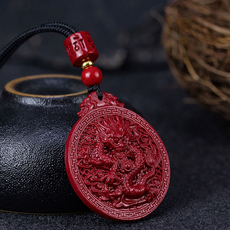 ATELIER-TIBET – Collier Dragon de l’Année du Dragon en Cinabre Naturel