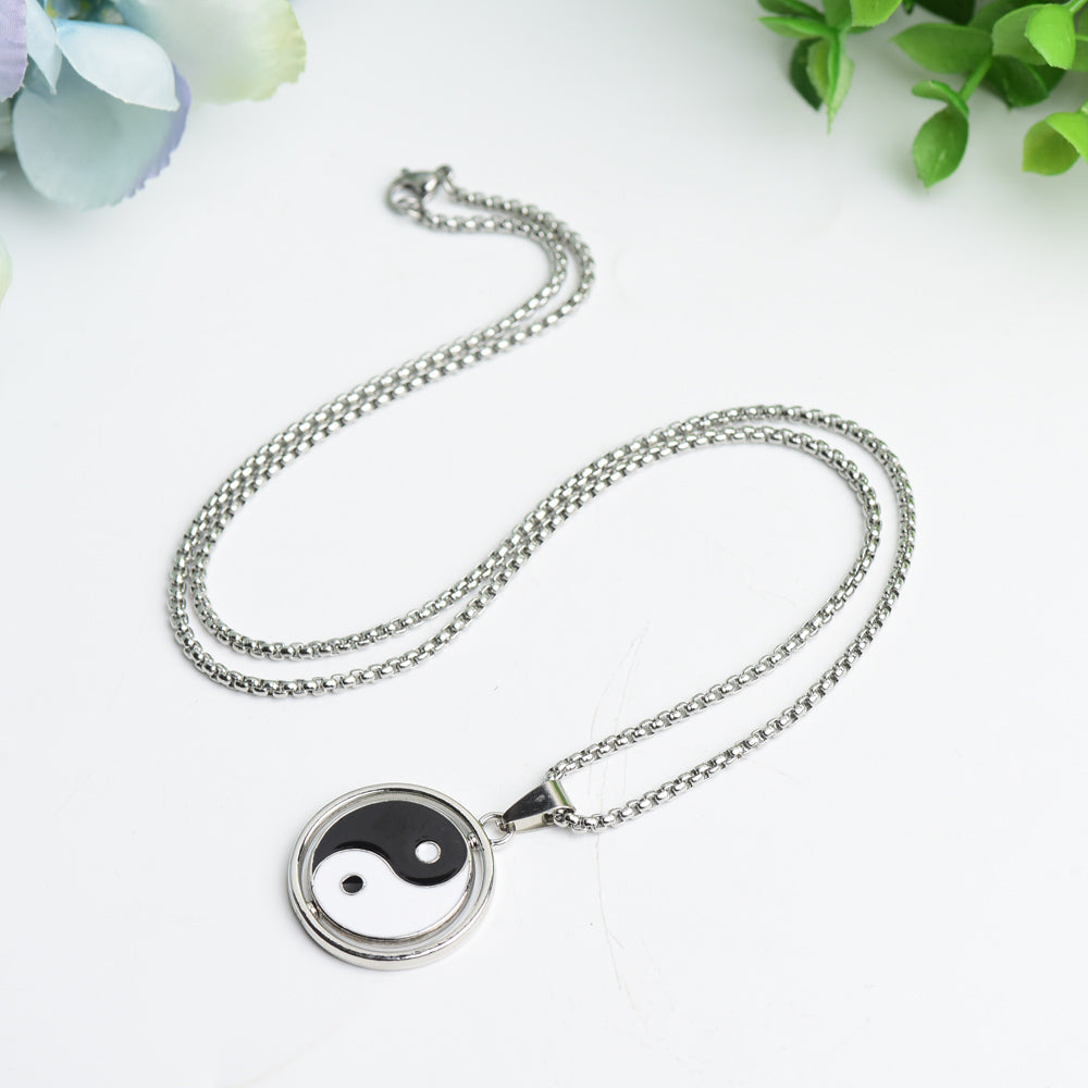 ATELIER-TIBET – Collier Yin Yang en Cristal avec Chaîne Argentée